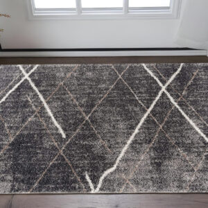 3' X 5' Gray Modern Distressed Lines Area Rug