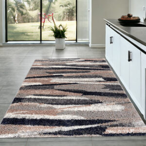 4' X 6' Gray And Black Strokes Area Rug