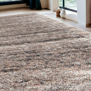 5' X 8' Ivory And Brown Retro Mod Area Rug