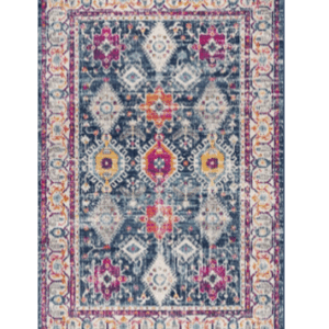 2' X 4' Blue and Ivory Oriental Area Rug