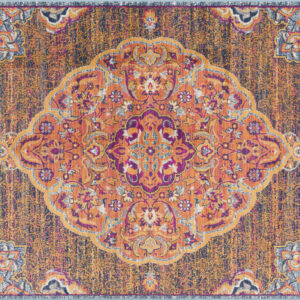 4' X 6' Rustic Orange Medallion Area Rug
