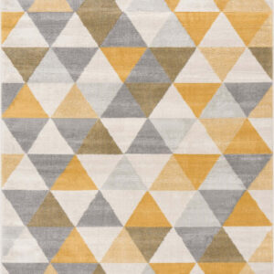 6' Yellow And Ivory Geometric Runner Rug