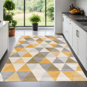 6' X 9' Yellow and Ivory Geometric Area Rug