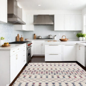 8' X 11' White Modern Geometric Grid Area Rug