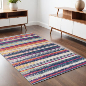 4' X 6' Multicolor Irregular Striped Area Rug