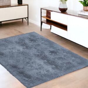 4' X 5' Gray Shag Power Loom Non Skid Area Rug