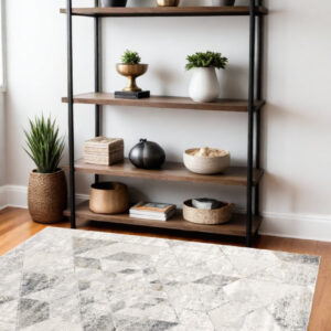 4' X 6' Gray and Ivory Abstract Power Loom Area Rug