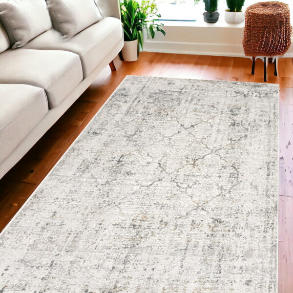 6' X 9' Gray and Ivory Abstract Area Rug