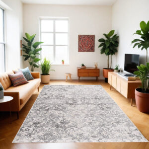 8' X 11' Cream Toile Power Loom Area Rug