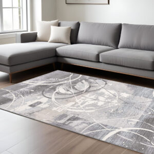 8' X 10' Gray Abstract Power Loom Area Rug