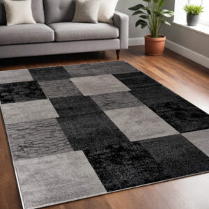 5' X 7' Gray Checkered Dhurrie Area Rug