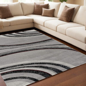 5' X 7' Gray Abstract Dhurrie Area Rug