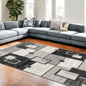 8' X 10' Gray Abstract Dhurrie Area Rug