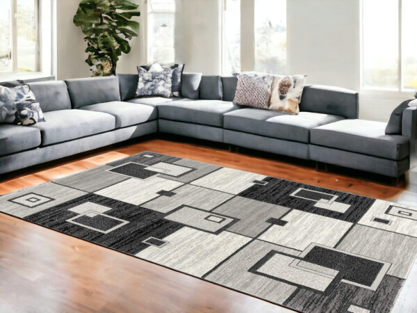8' X 10' Gray Abstract Dhurrie Area Rug