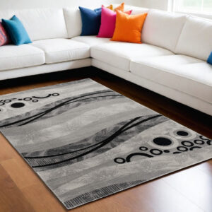 6' X 9' Gray Abstract Dhurrie Area Rug