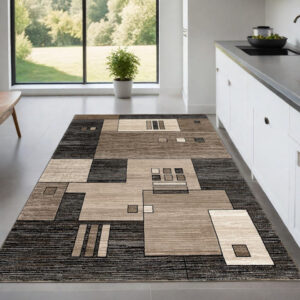 4' X 6' Beige And Brown Geometric Area Rug