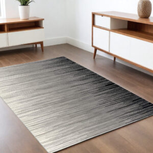 4' X 6' Black Abstract Power Loom Area Rug