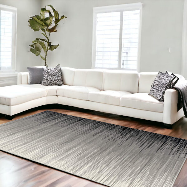 8' X 10' Black Abstract Dhurrie Area Rug
