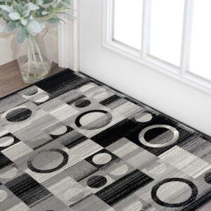 2' X 4' Gray Black And White Abstract Distressed Area Rug