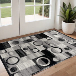 3' X 5' Gray Abstract Power Loom Area Rug