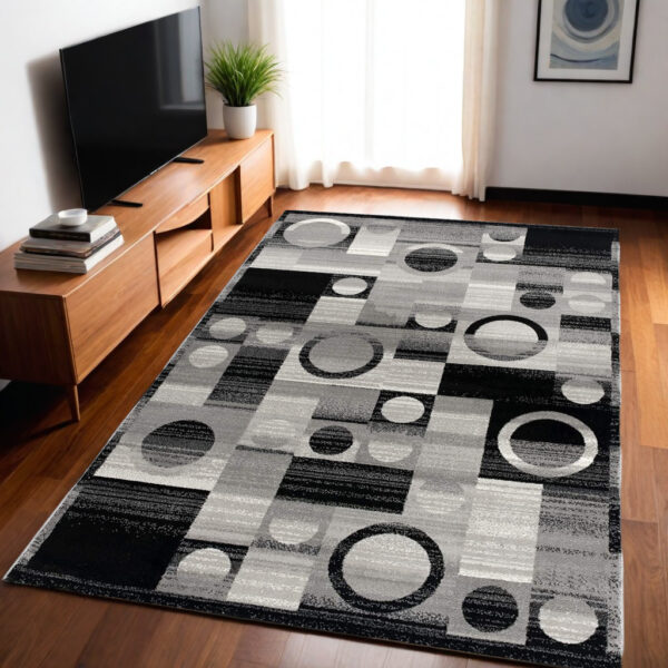 5' X 7' Gray Abstract Dhurrie Area Rug