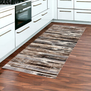 2' X 8' Beige Rustic Strokes Runner Rug