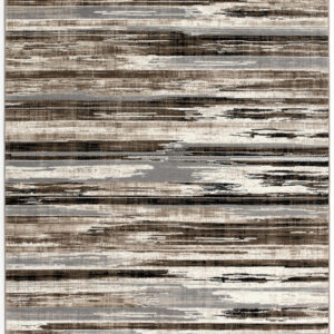 5' X 7' Beige Striped Dhurrie Area Rug