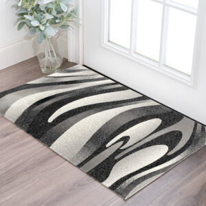 2' X 4' Gray Abstract Dhurrie Area Rug