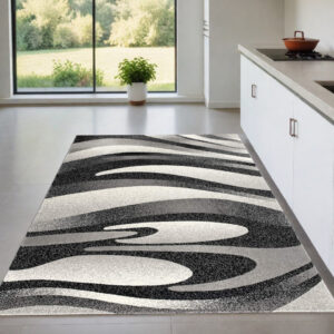 5' X 7' Gray Abstract Dhurrie Area Rug