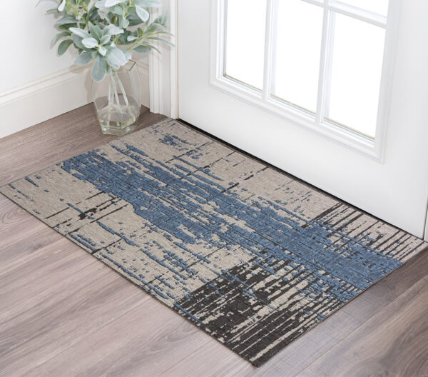 3' X 5' Teal Blue Abstract Textured Area Rug