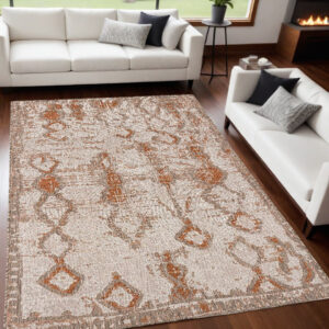 5' X 7' Beige and Brown Abstract Area Rug