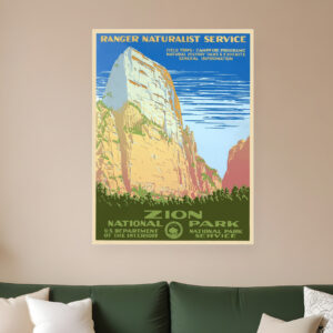 36" x 48" Zion National Park c1938 Vintage Travel Poster Wall Art