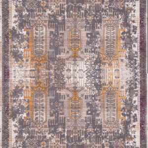 10' Gray And Ivory Oriental Runner Rug