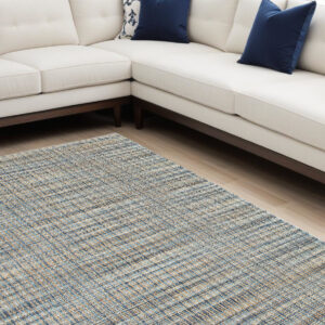 8' X 10' Blue and Ivory Hand Woven Area Rug