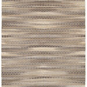 9' X 12' Gray and Tan Striated Runner Rug