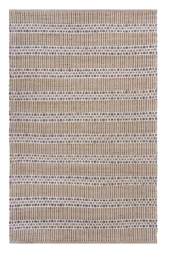 9' X 12' Tan and Gray Detailed Stripes Area Rug
