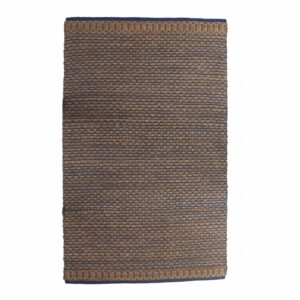 5' X 8' Tan and Blue Detailed Lattice Area Rug