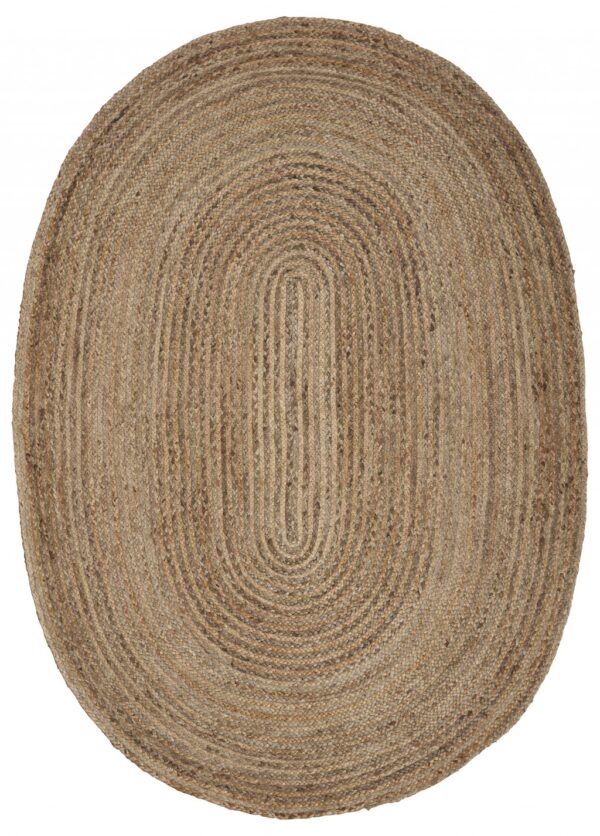 9’ Brown Oval Shaped Jute Area Rug