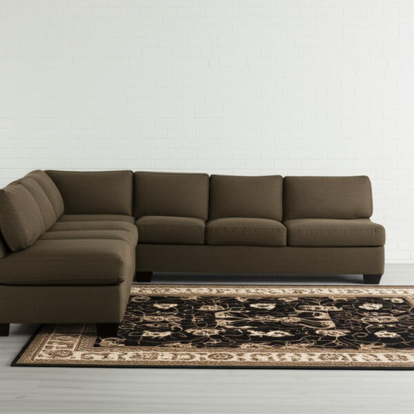 7' X 9' Black And Ivory Oriental Area Rug