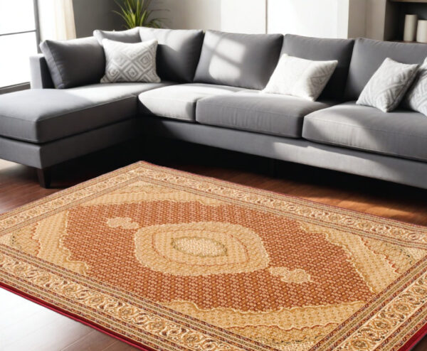 8' X 11' Red And Beige Oriental Area Rug