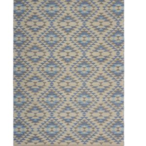5' X 7' Blue Decorative Lattice Area Rug