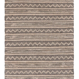 9' X 12' Black and Blush Chevron Stripe Area Rug
