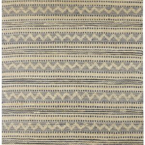 8' X 10' Blue and Beige Chevron Striped Area Rug