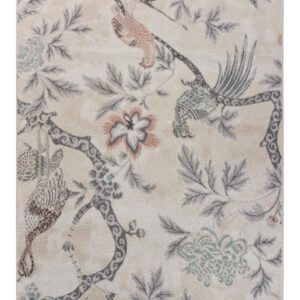 8' X 10' Soft Beige Birds and Trees Area Rug