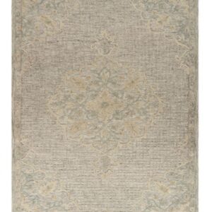 9' X 12' Beige Distressed Floral Area Rug