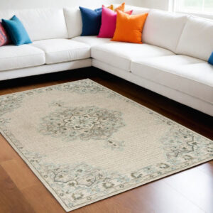 9' X 12' Ivory Wool Handmade Area Rug