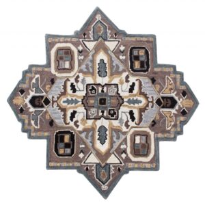 7' X 7' Blue And Red Wool Hand Tufted Area Rug