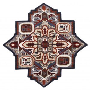5' X 5' Blue And Red Wool Hand Tufted Area Rug