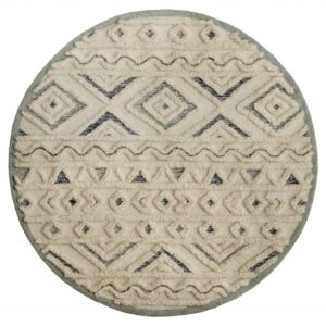 4' Round Cream Modern Geometric Area Rug