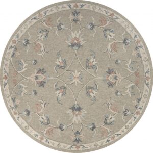 5' Gray Round Wool Hand Tufted Area Rug